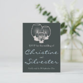 結婚Candlelightの結婚式RSVPポストカード インビテーションポストカード (スタンド正面)