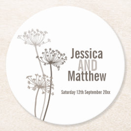 結婚chervilのグラフィックアート茶色の紙コースター ラウンドペーパーコースター