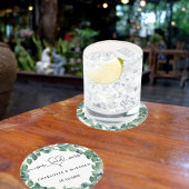 結婚eucalyptus white mr mrsハート ラウンドペーパーコースター
