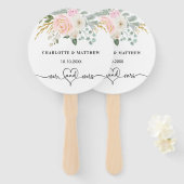 結婚mr mrsハートスクリプト赤面フローラ白 ハンドファン (正面&裏面)