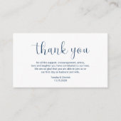 '結婚sありがとう，ミニマルデザイン，ネイビーブルーフォント エンクロージャーカード (正面)