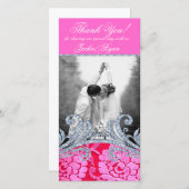 結婚sサンキューフローラレース花グリッター サンキューカード (正面/裏面)