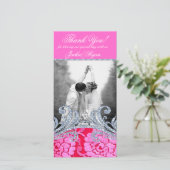 結婚sサンキューフローラレース花グリッター サンキューカード (スタンド正面)