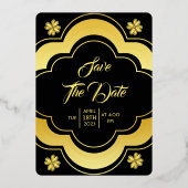 結婚s及びエレガントクラシックデザイン金箔メモリカード 箔招待状 (裏面)