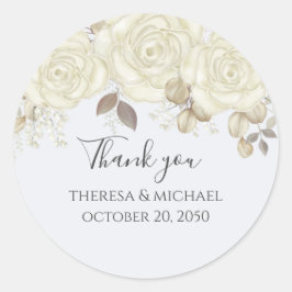結婚s感謝フローラ水彩バラエレガント ラウンドシール