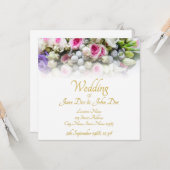 結婚s -カラフルのブーケ結婚付き花嫁 カード (正面/裏面インサイチュ)