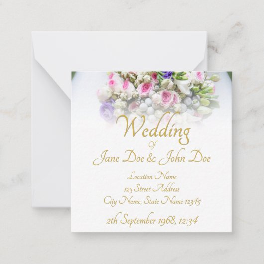 結婚s -カラフルのブーケ結婚付き花嫁 ノートカード (正面)