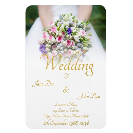 結婚s -カラフルのブーケ結婚付き花嫁 マグネット (縦)