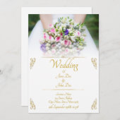 結婚s -カラフルのブーケ結婚付き花嫁 案内状 (正面/裏面)