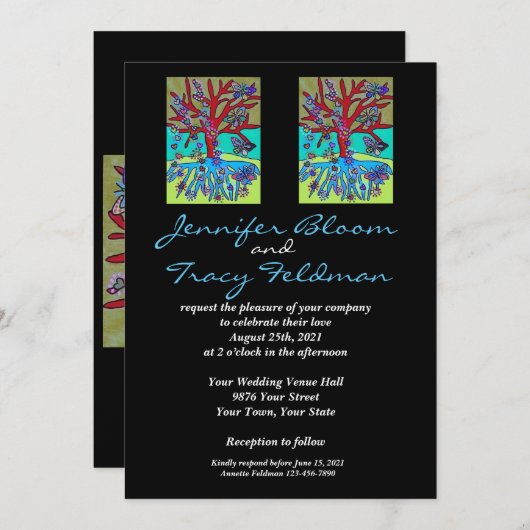 結婚s – ユダヤ人とユダヤ人 – LGBTQ 招待状 (正面/裏面)