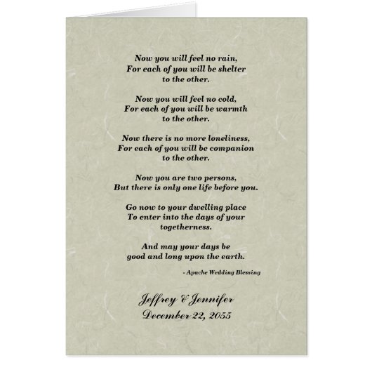 結婚s、Apache賛美、Tan Gray Greeting Card (正面)