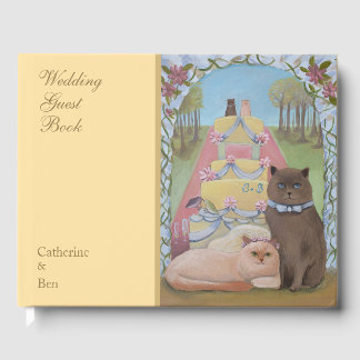結婚s Cats Yellow 10.5インチx 8.25インチゲストブック ゲストブック
