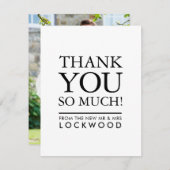 結婚s THANK YOUフォトシンプル型はっきりしたスタック サンキューカード (正面/裏面)