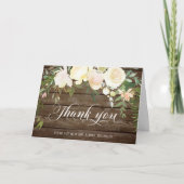 結婚s Thank Youフローラ水彩素朴アイボリー サンキューカード (正面)
