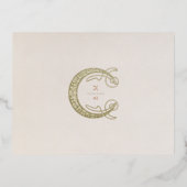 結婚s Thank Youヴィンテージアールヌーボーバイミュシャ 箔シーズンポストカード (裏面)