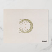 結婚s Thank Youヴィンテージアールヌーボーバイミュシャ 箔シーズンポストカード (裏面)