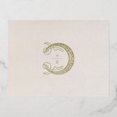 結婚s Thank Youヴィンテージアールヌーボーバイミュシャ 箔シーズンポストカード (裏面)