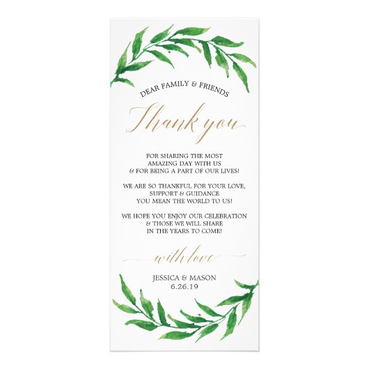 結婚s Thank You座席表とメニュー – Greenery ラックカード (正面)