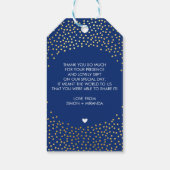 結婚s THANK YOU素朴な金ゴールド紙吹雪スポット海軍 ギフトタグ (裏面)