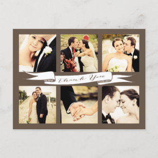 結婚s Thank You Bannerスクリプトタイポグラフィ写真 ポストカード