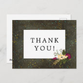 結婚s Thank You Chalkboard金ゴールドシルバースターズ ポストカード (正面/裏面)