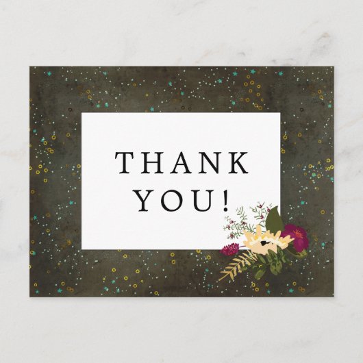 結婚s Thank You Chalkboard金ゴールドシルバースターズ ポストカード (正面)