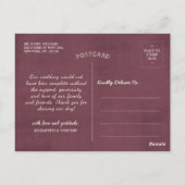 結婚s Thank You Hydrangea String Lights Burgundy ポストカード (裏面)