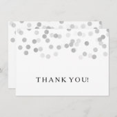 結婚s Thank You Noteシルバー・フォイルグリッター・ライト ノートカード (正面/裏面)