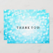 結婚s Thank You Noteターコイズグリッター灯 ノートカード (正面/裏面)