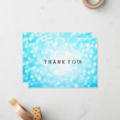 結婚s Thank You Noteターコイズグリッター灯 ノートカード (正面/裏面インサイチュ)