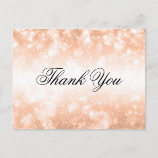 結婚s Thank You Noteバラ金ゴールドきらめくライト ポストカード