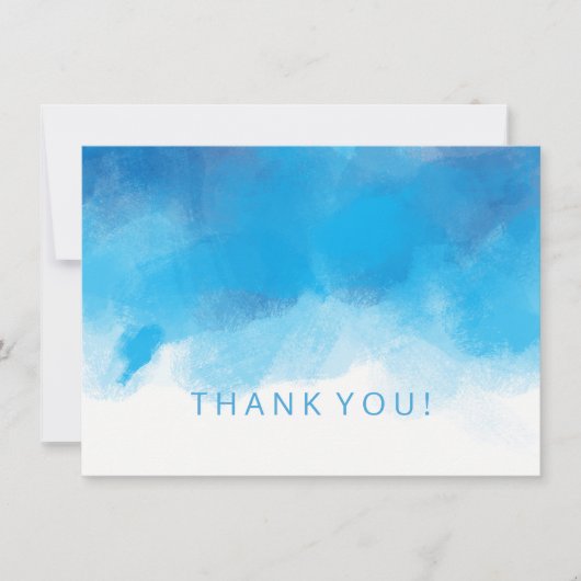結婚s Thank You Note Summer Blue Water Color ノートカード (正面)