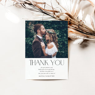 結婚s THANK YOU photo モダン serif cute エレガント サンキューカード