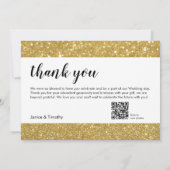 結婚s Thank you Photo QRコード金ゴールドフォイルフェイク サンキューカード (裏面)