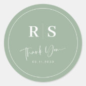 結婚s Thank You Sticker - Sage & Elegance ラウンドシール (正面)