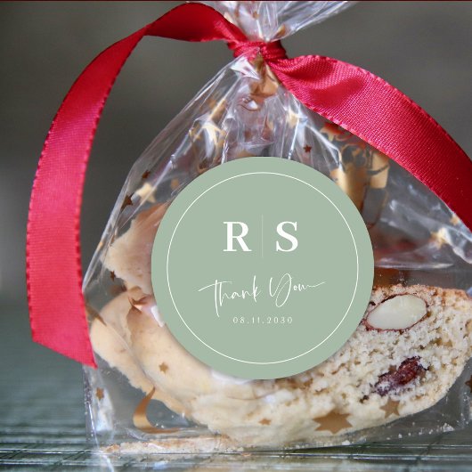 結婚s Thank You Sticker - Sage & Elegance ラウンドシール