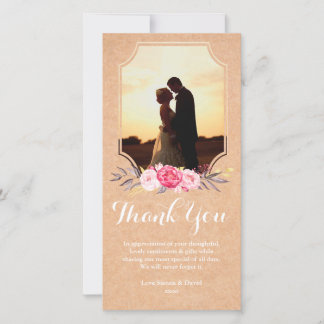 結婚s Thank You Water Color Flowersフォトカード サンキューカード