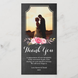 結婚s Thank You Water Color Flowersフォトカード サンキューカード