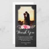 結婚s Thank You Water Color Flowersフォトカード サンキューカード (正面/裏面)