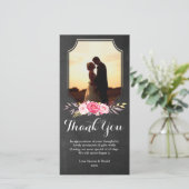 結婚s Thank You Water Color Flowersフォトカード サンキューカード (スタンド正面)