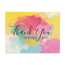 結婚s Thank You Water Color Scriptはがき