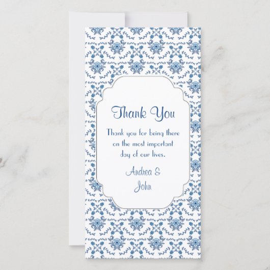 結婚s Thanks Chinoiserie Delft Blue Pattern サンキューカード (正面)