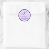 結婚s Thanks Script Monogram Purpleグリッター ラウンドシール (バッグ)