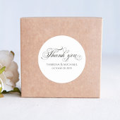 結婚s Thanks You Black and Whiteタイポグラフィ ラウンドシール