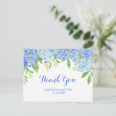 結婚s Thanks You Hydrangea Blue Water colorフローラ ポストカード (スタンド正面)