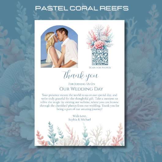 結婚s Thanks You-Pastel Coral Reef-ビーチ結婚式- 招待状