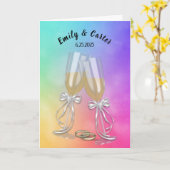 結婚's toast amdリングや輪オンレインボー カード (黄色い花)