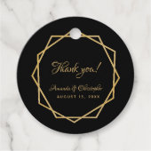 結婚sThanks You金ゴールド黒の幾何エレガント的 フェイバータグ (正面)