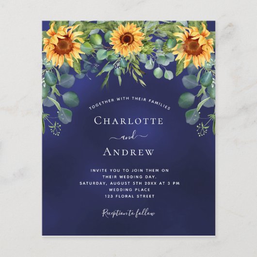 結婚sunflowers eucalyptus navy blue budget チラシ (正面)