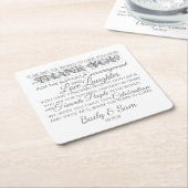 結婚Thank You Coasters スクエアペーパーコースター (アングル)
